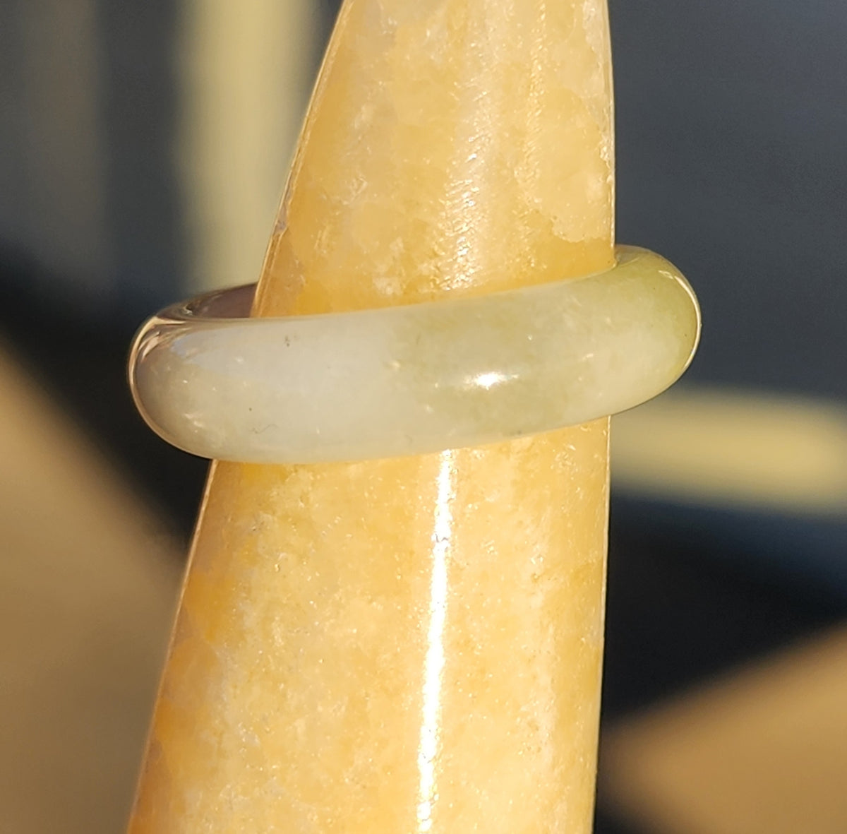 Burmese Jade Band Ring – 5.5mm Wide – Size 6.75