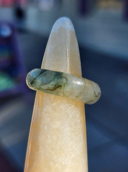 Burmese Jade Band Ring – 7.0mm Wide – Size 6.25