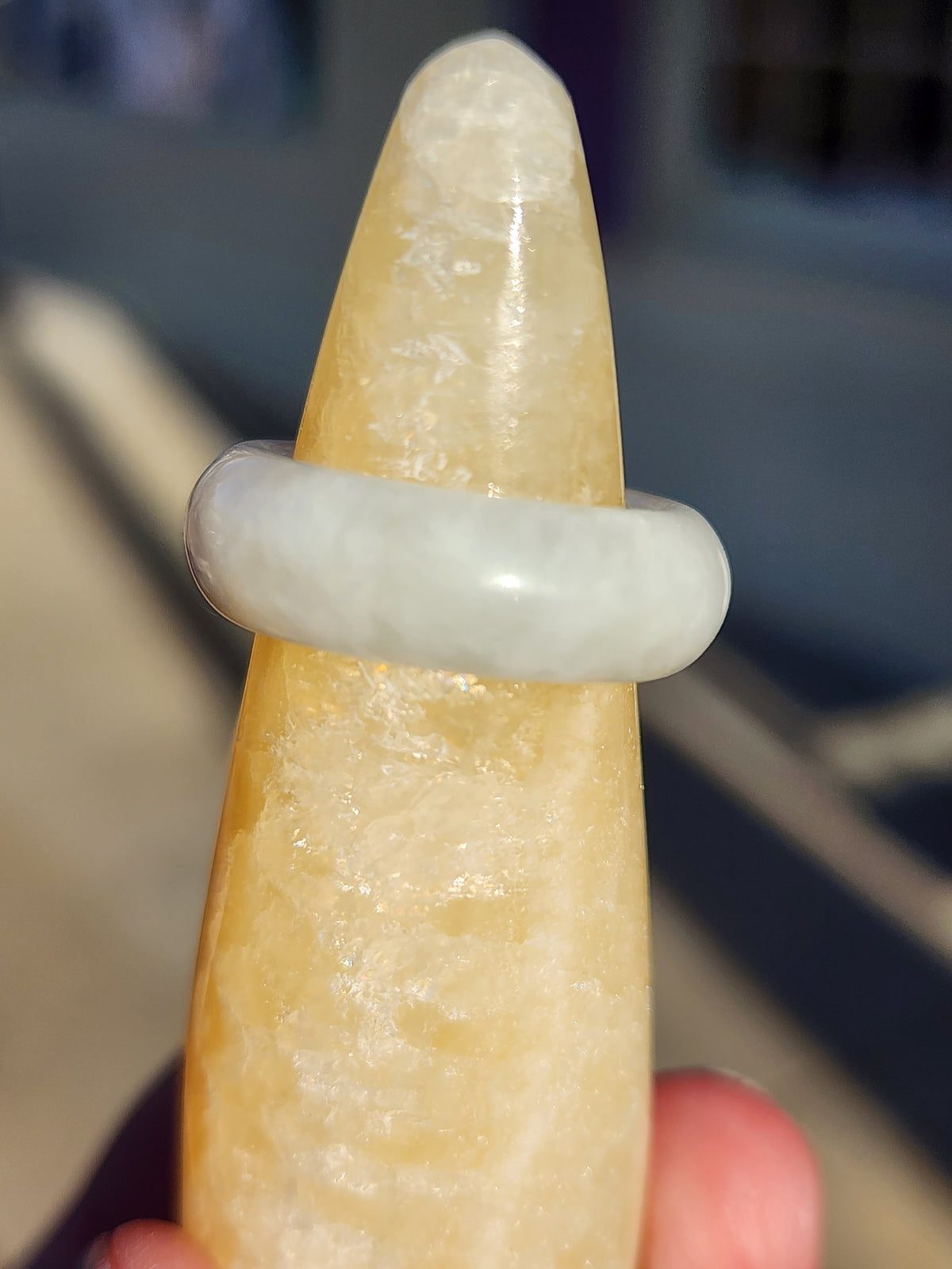 Burmese Jade Band Ring – 7.5mm Wide – Size 6.5