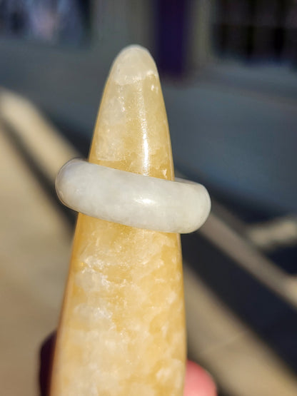 Burmese Jade Band Ring – 7.5mm Wide – Size 6.5
