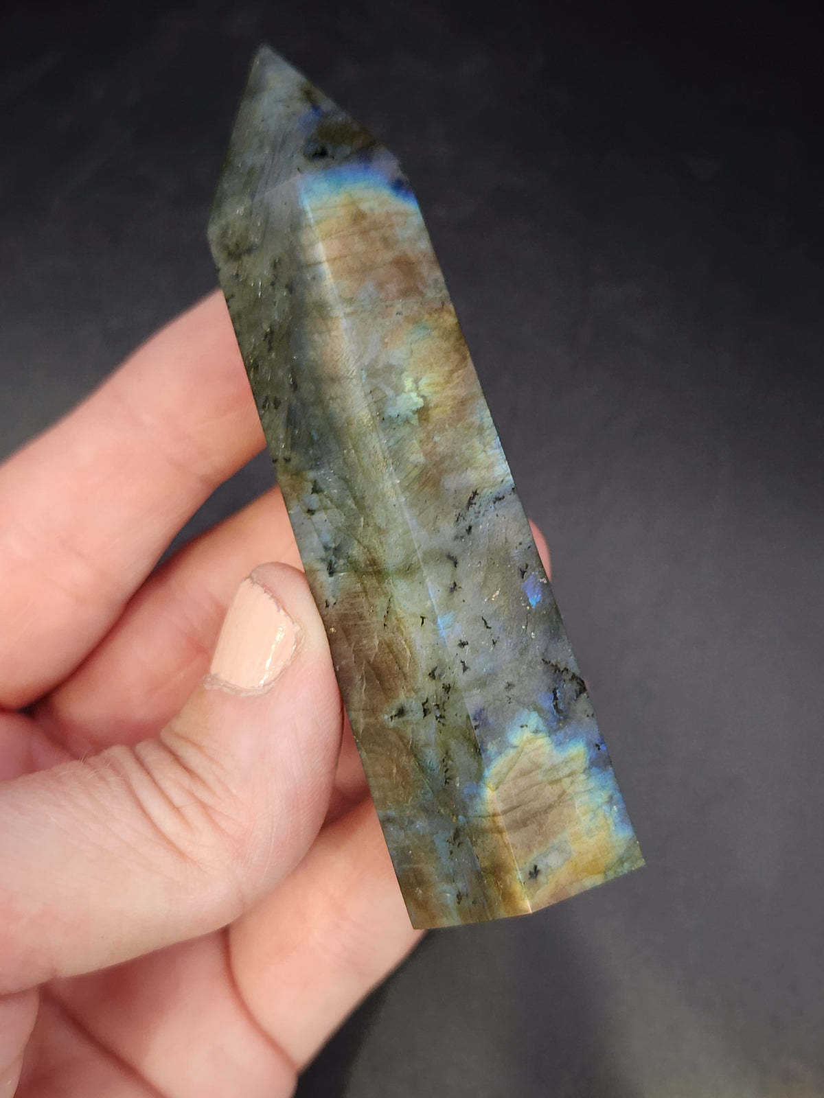 Labradorite Tower/Point with Multi Color Flash- 3.5" inches