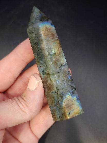 Labradorite Tower/Point with Multi Color Flash- 3.5" inches