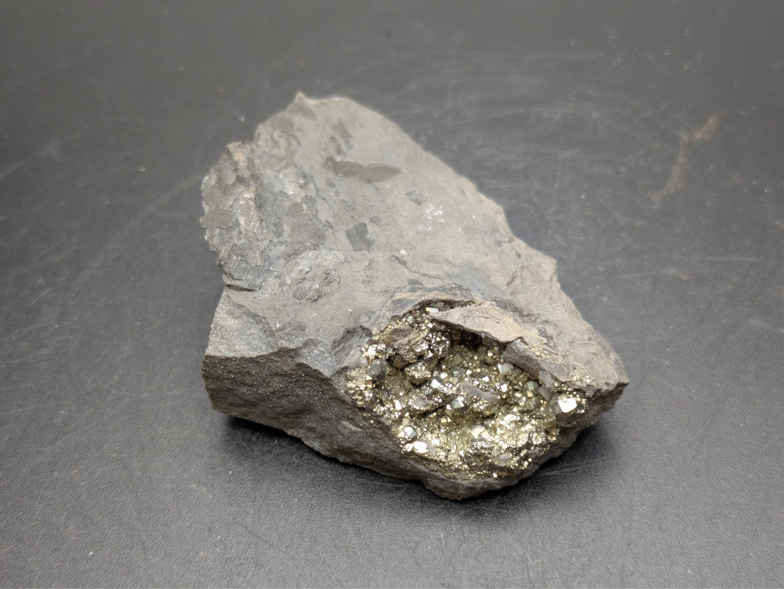 PYRITE- C.E. Duff & Son Quarry, Huntsville, Logan County, Ohio USA- Sm Cabinet