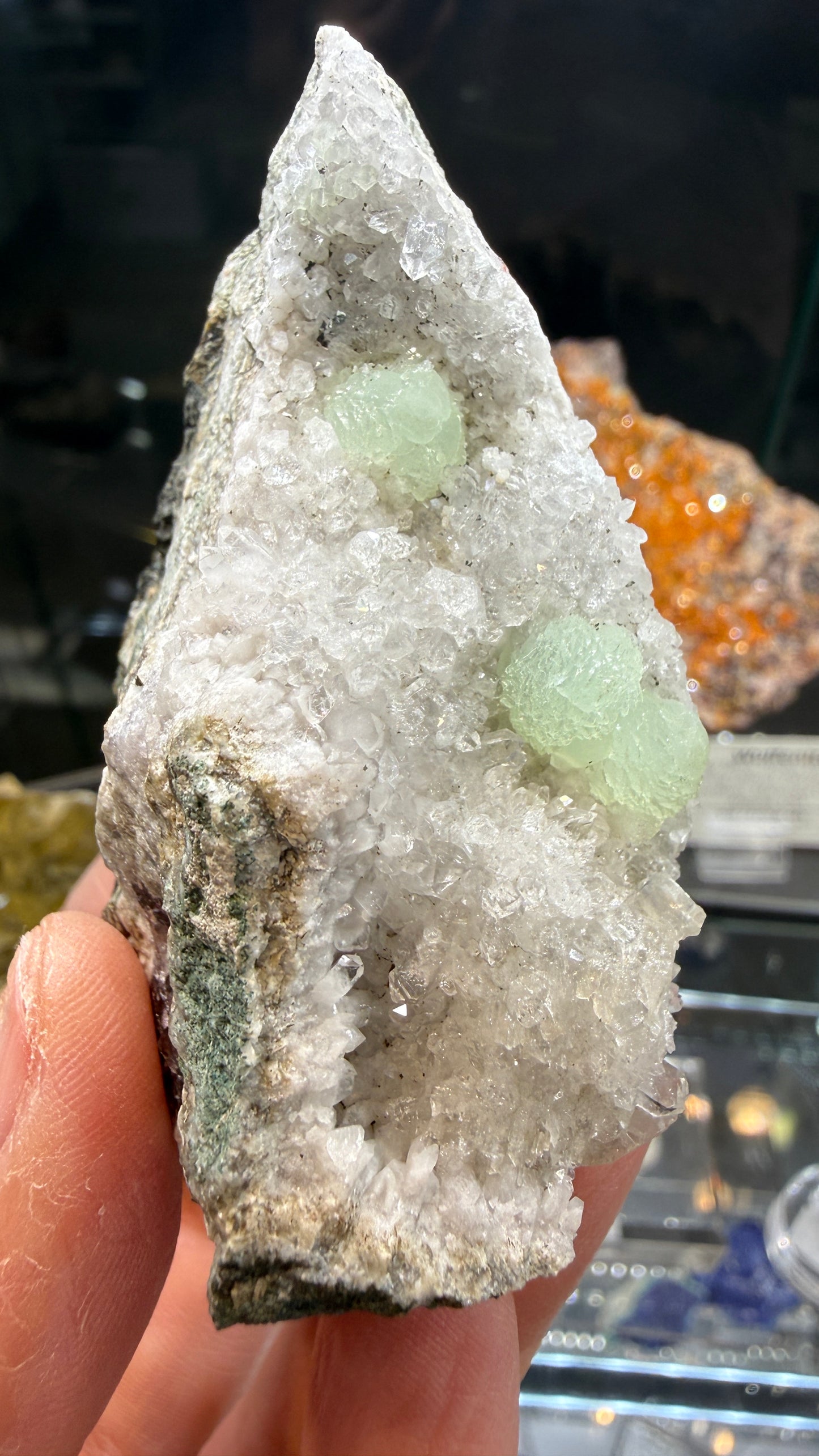 Prehnite, Quartz- Upper New Street Quarry, Paterson, Passaic County, New Jersey, USA