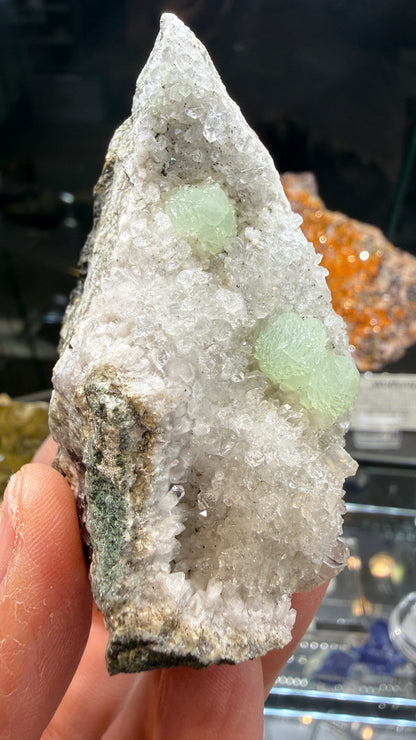 Prehnite, Quartz- Upper New Street Quarry, Paterson, Passaic County, New Jersey, USA