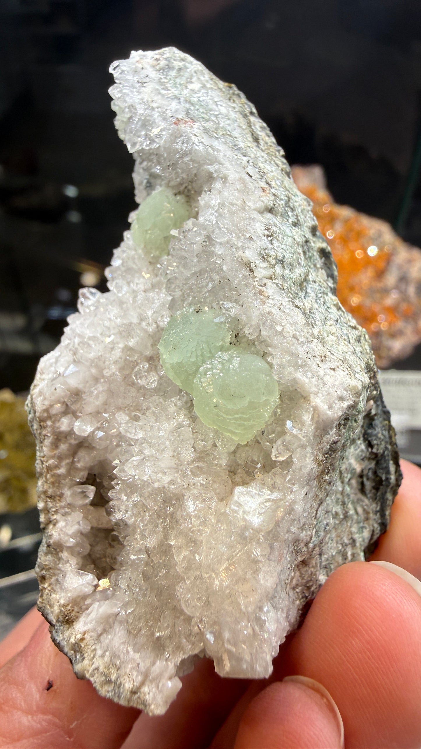 Prehnite, Quartz- Upper New Street Quarry, Paterson, Passaic County, New Jersey, USA
