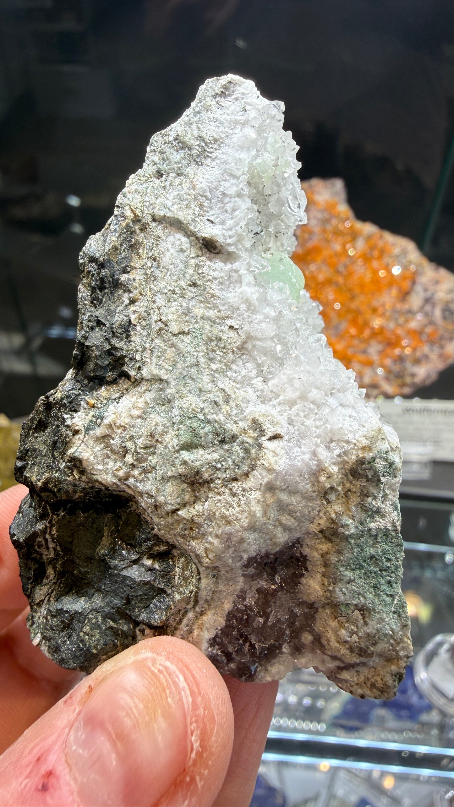 Prehnite, Quartz- Upper New Street Quarry, Paterson, Passaic County, New Jersey, USA