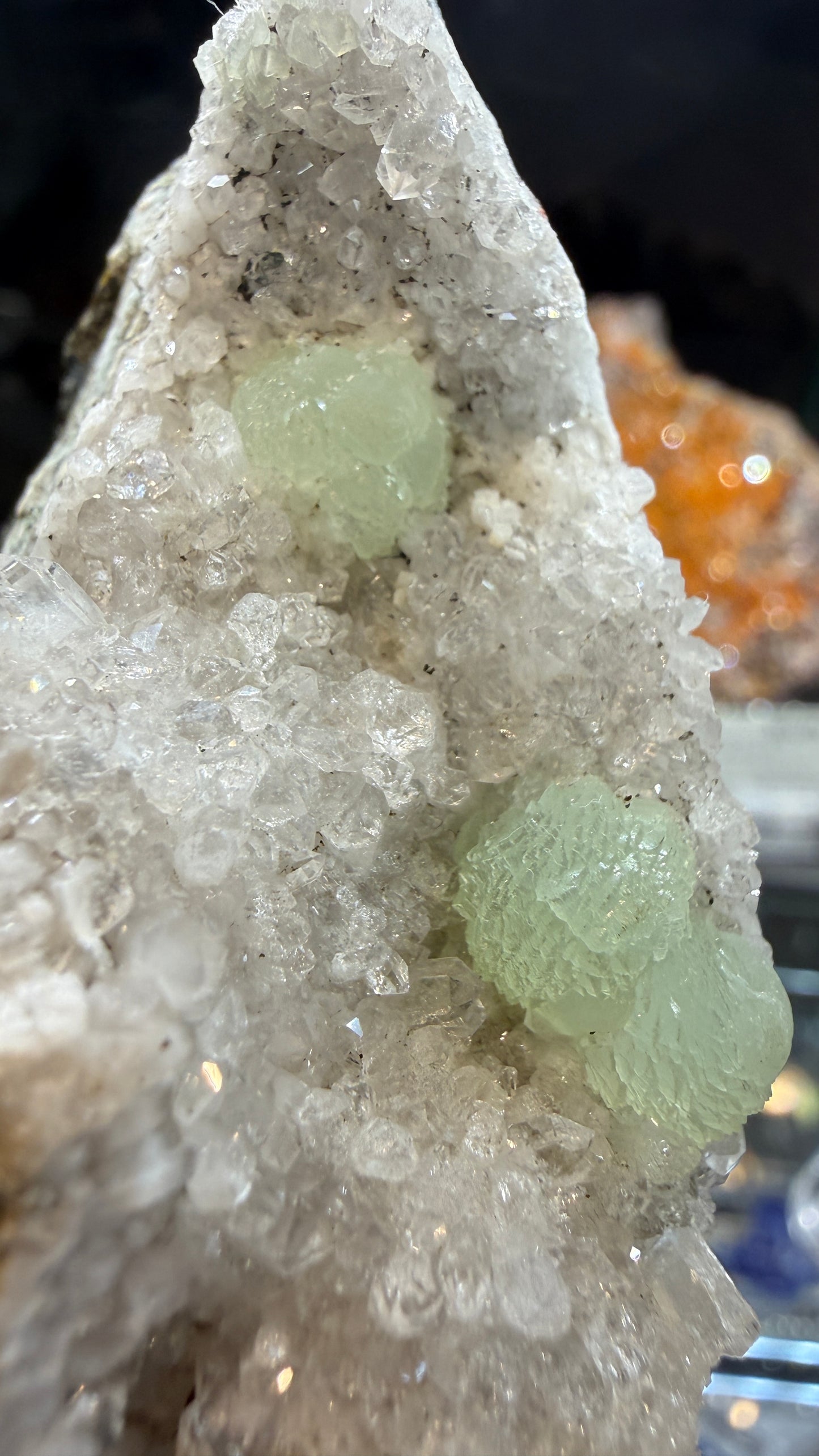 Prehnite, Quartz- Upper New Street Quarry, Paterson, Passaic County, New Jersey, USA