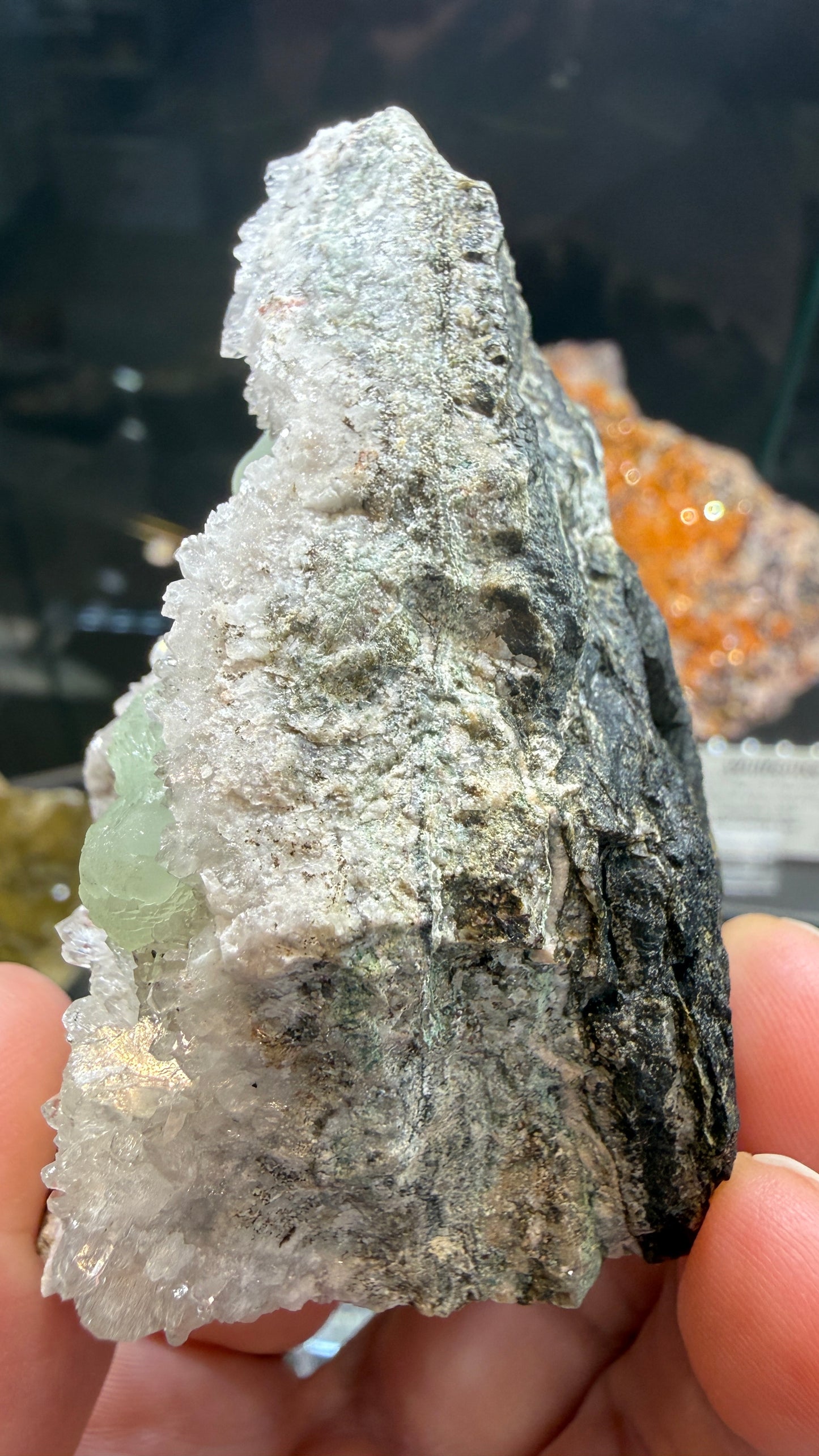 Prehnite, Quartz- Upper New Street Quarry, Paterson, Passaic County, New Jersey, USA