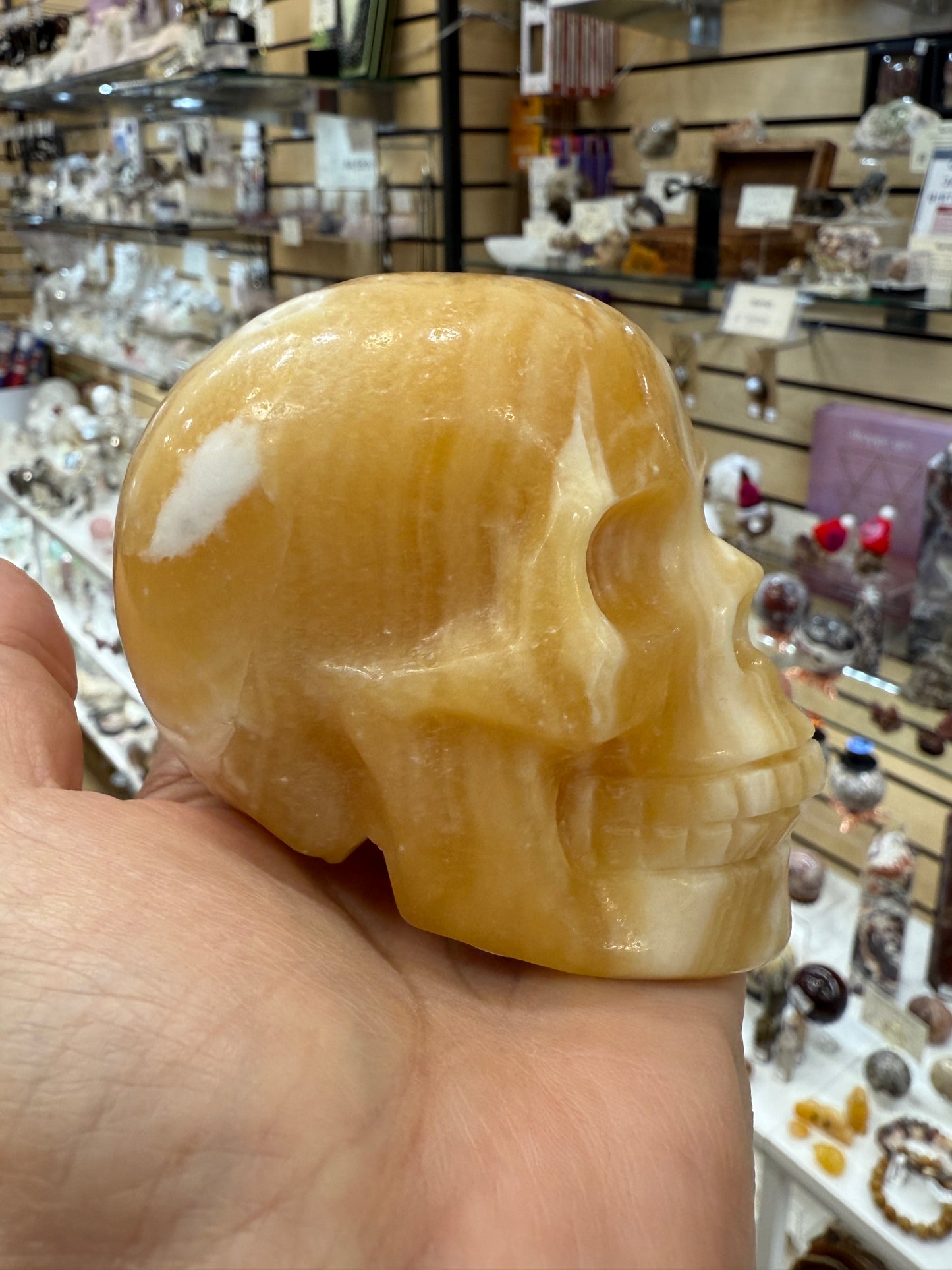 Orange Calcite Skull