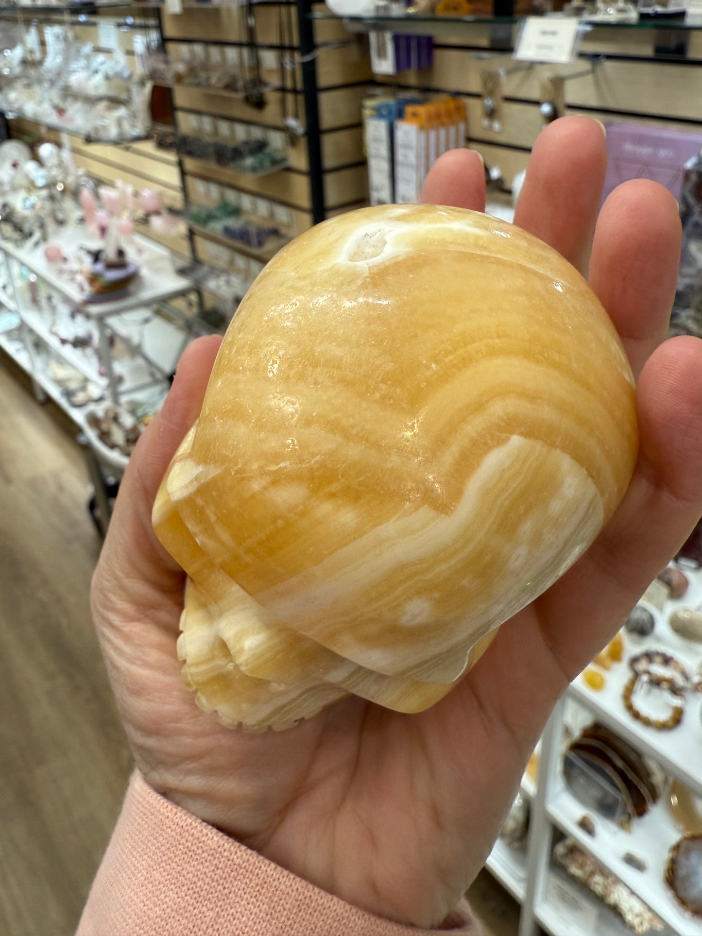 Orange Calcite Skull