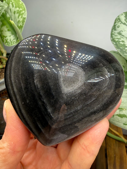 Silver Sheen Obsidian Heart