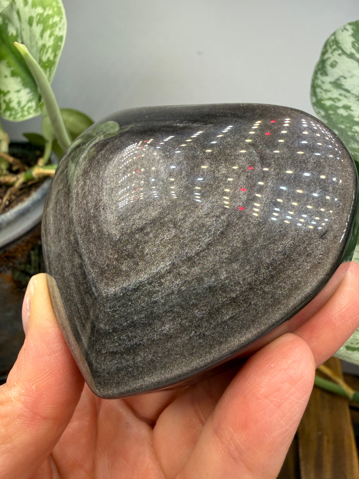 Silver Sheen Obsidian Heart