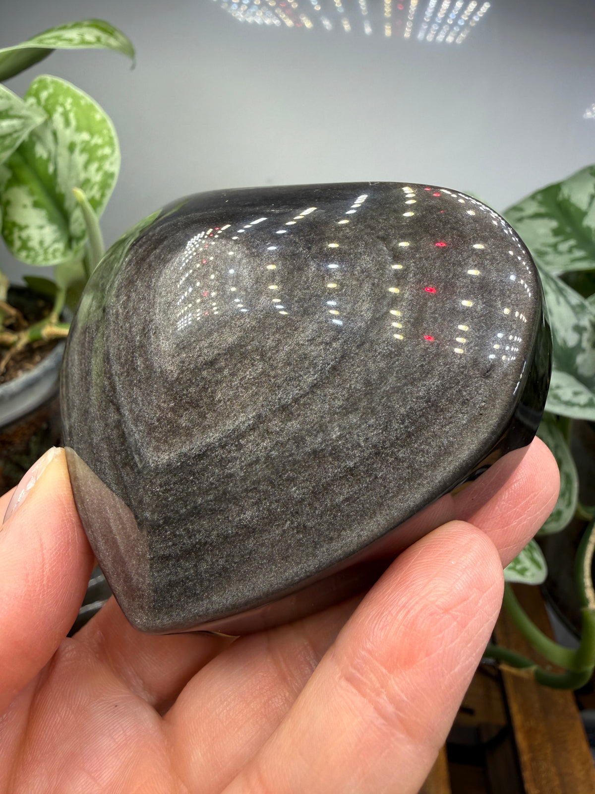 Silver Sheen Obsidian Heart