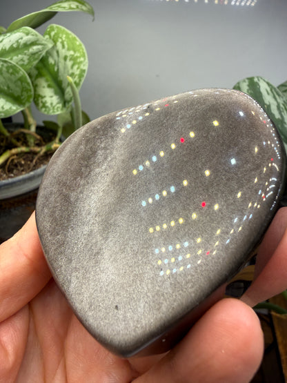 Silver Sheen Obsidian Heart