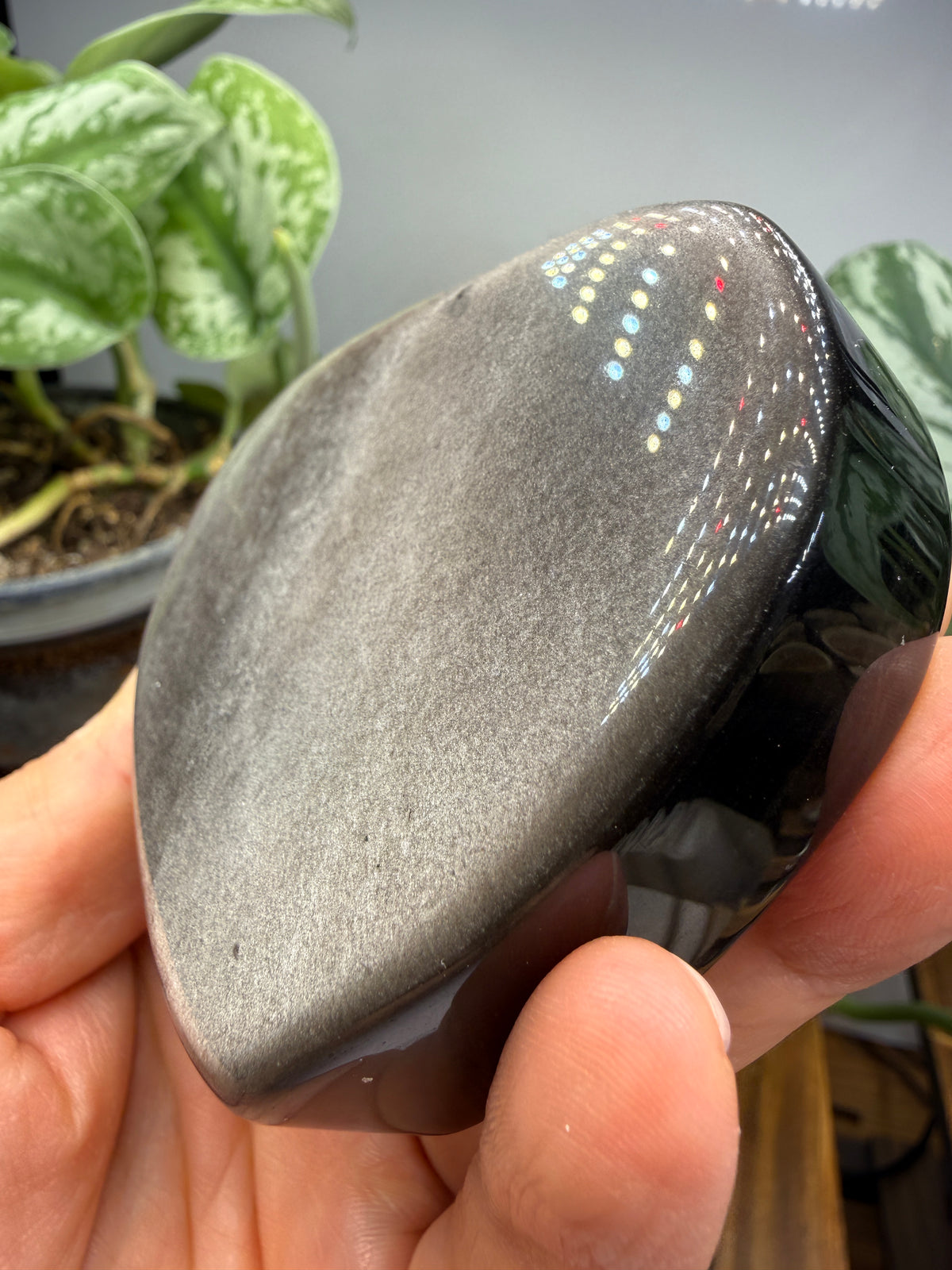 Silver Sheen Obsidian Heart