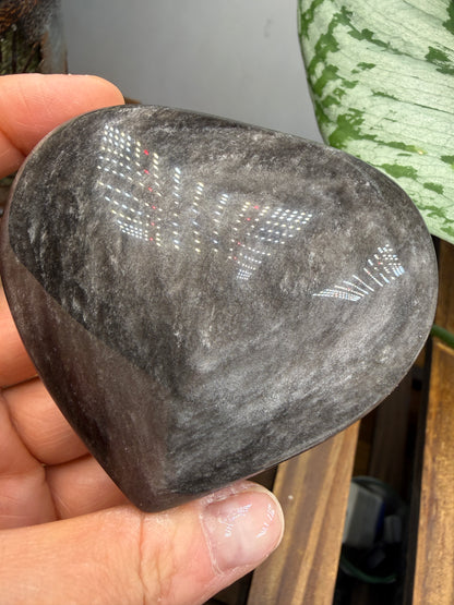 Silver Sheen Obsidian Heart
