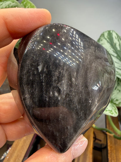 Silver Sheen Obsidian Heart