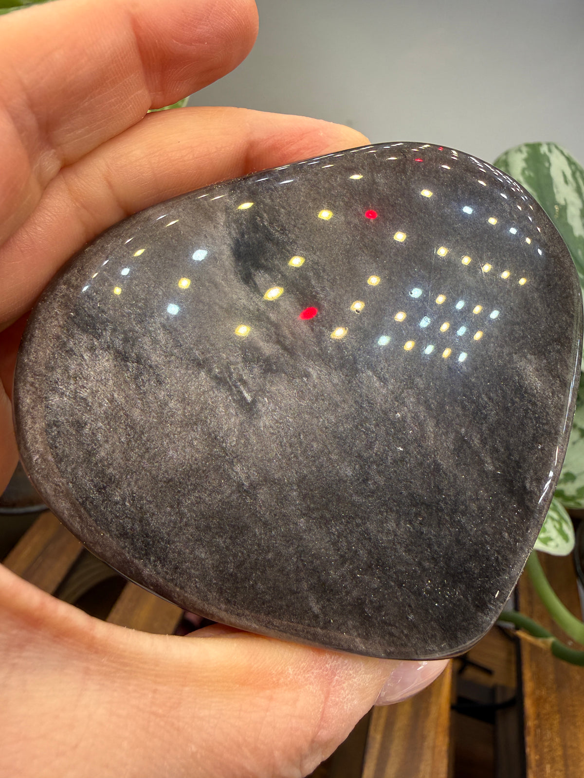 Silver Sheen Obsidian Heart