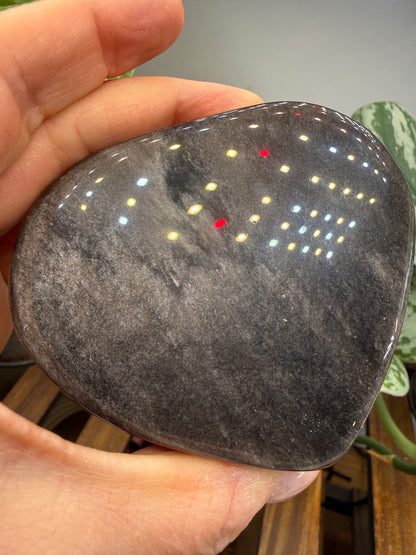 Silver Sheen Obsidian Heart