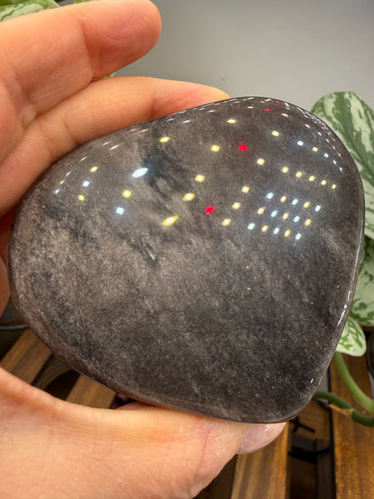 Silver Sheen Obsidian Heart