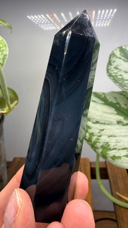Black Agate Tower/Point- 3.7 inches