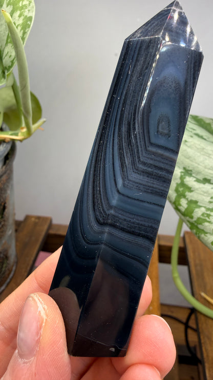 Black Agate Tower/Point- 3.7 inches