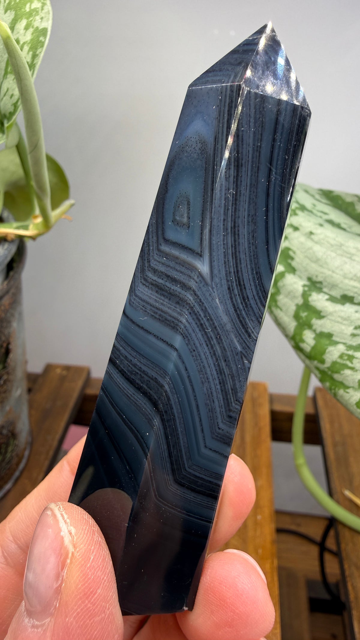Black Agate Tower/Point- 3.7 inches