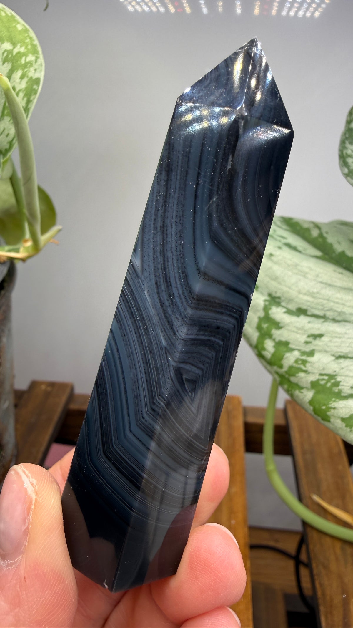 Black Agate Tower/Point- 3.7 inches