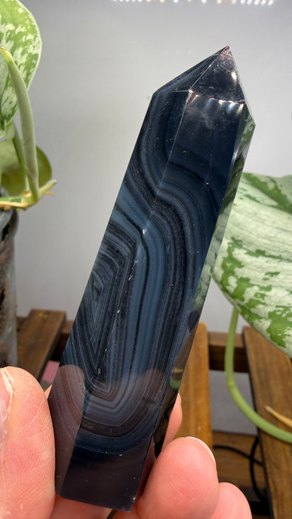 Black Agate Tower/Point- 3.7 inches