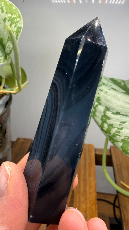 Black Agate Tower/Point- 3.7 inches