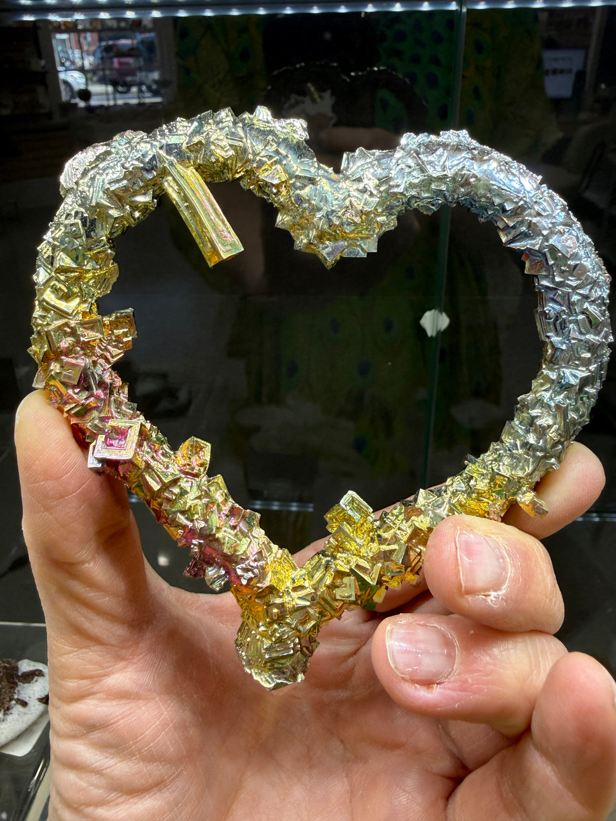 Bismuth Crystal Heart (Lab Grown)– Iridescent Hopper Crystals