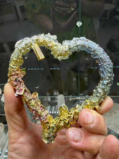 Bismuth Crystal Heart (Lab Grown)– Iridescent Hopper Crystals