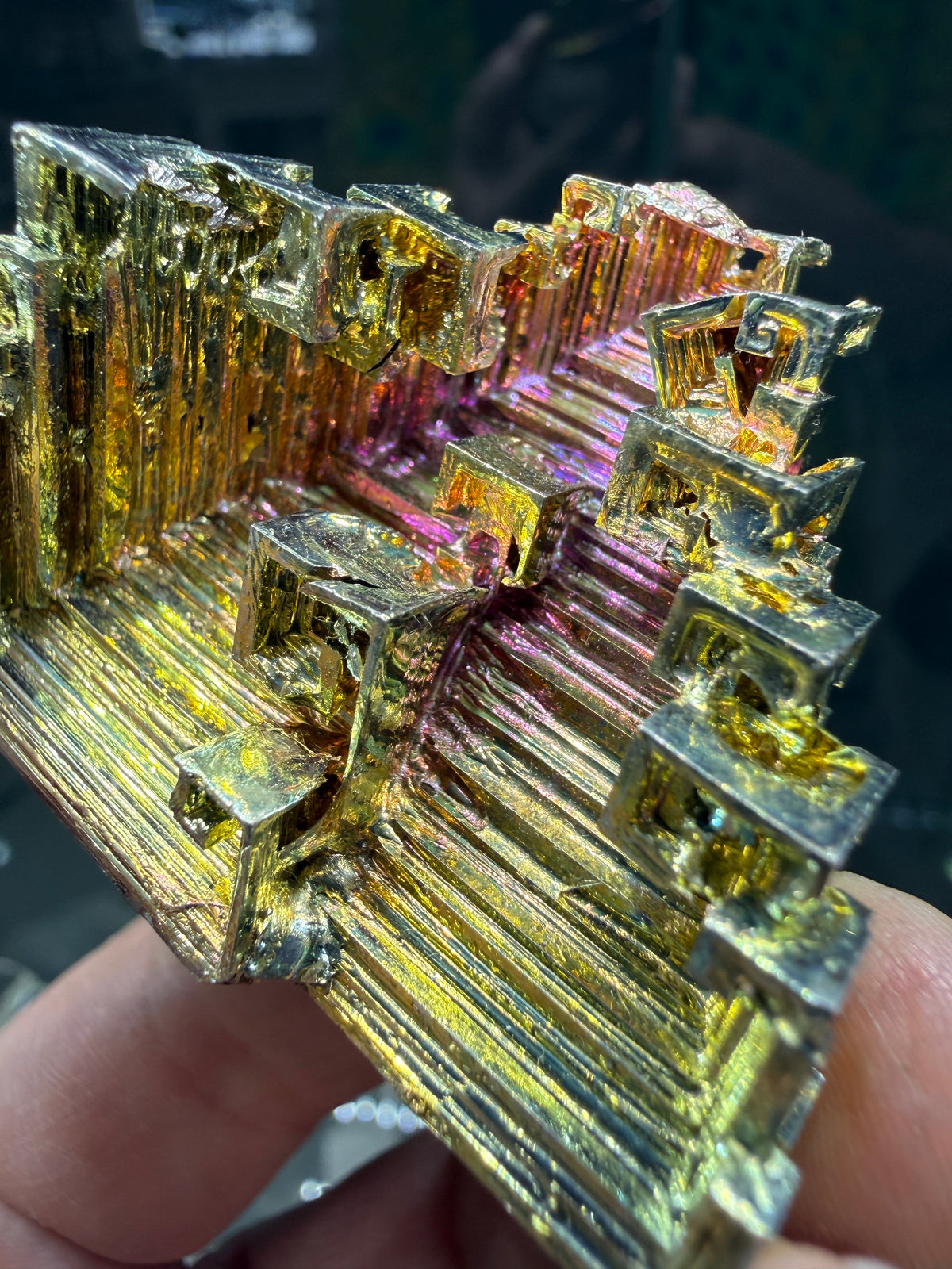 Bismuth Crystal (Lab Grown)– Iridescent Hopper Crystal