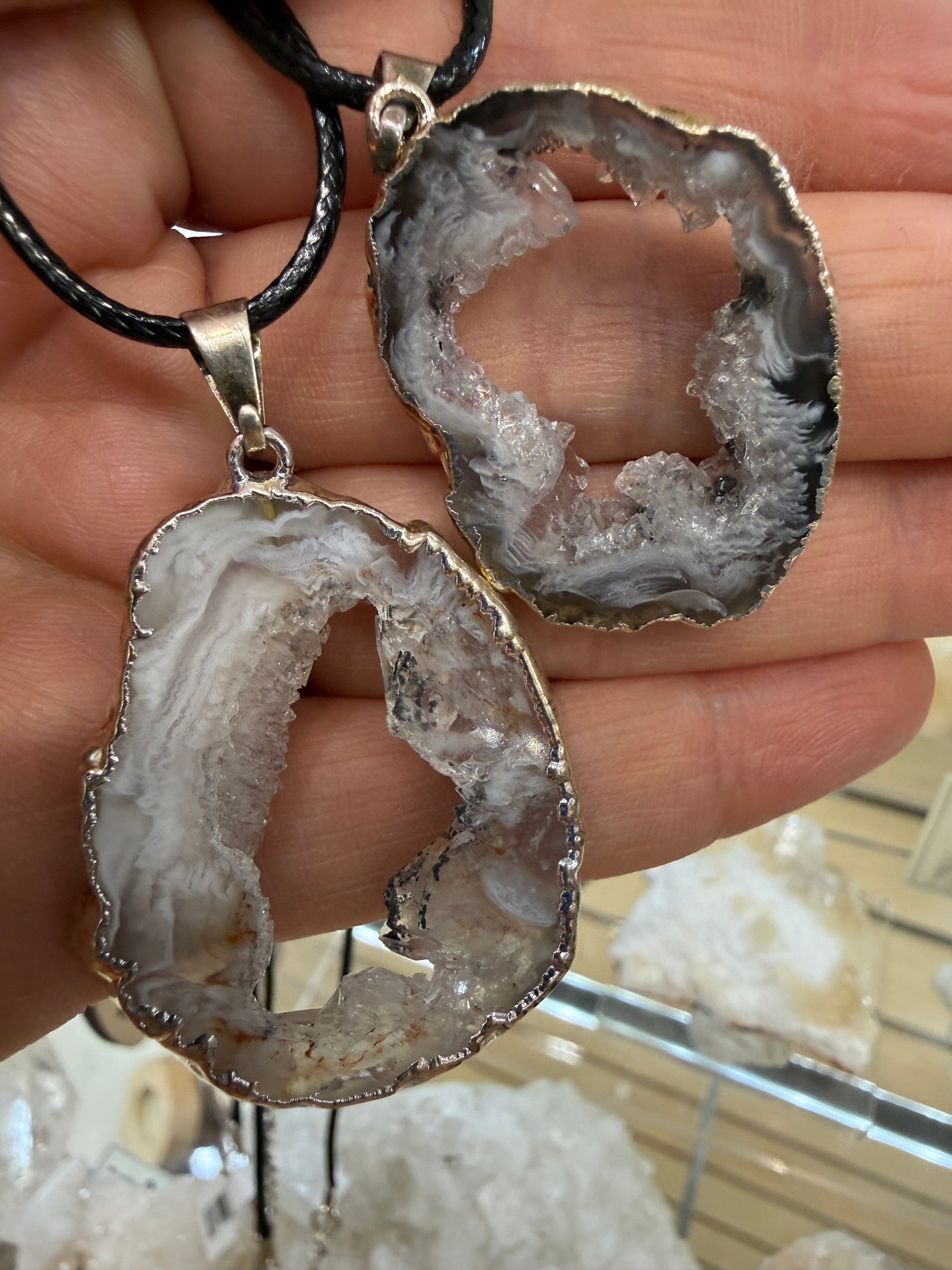 Agate Slice Necklace on 18" inch Cord