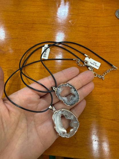 Agate Slice Necklace on 18" inch Cord