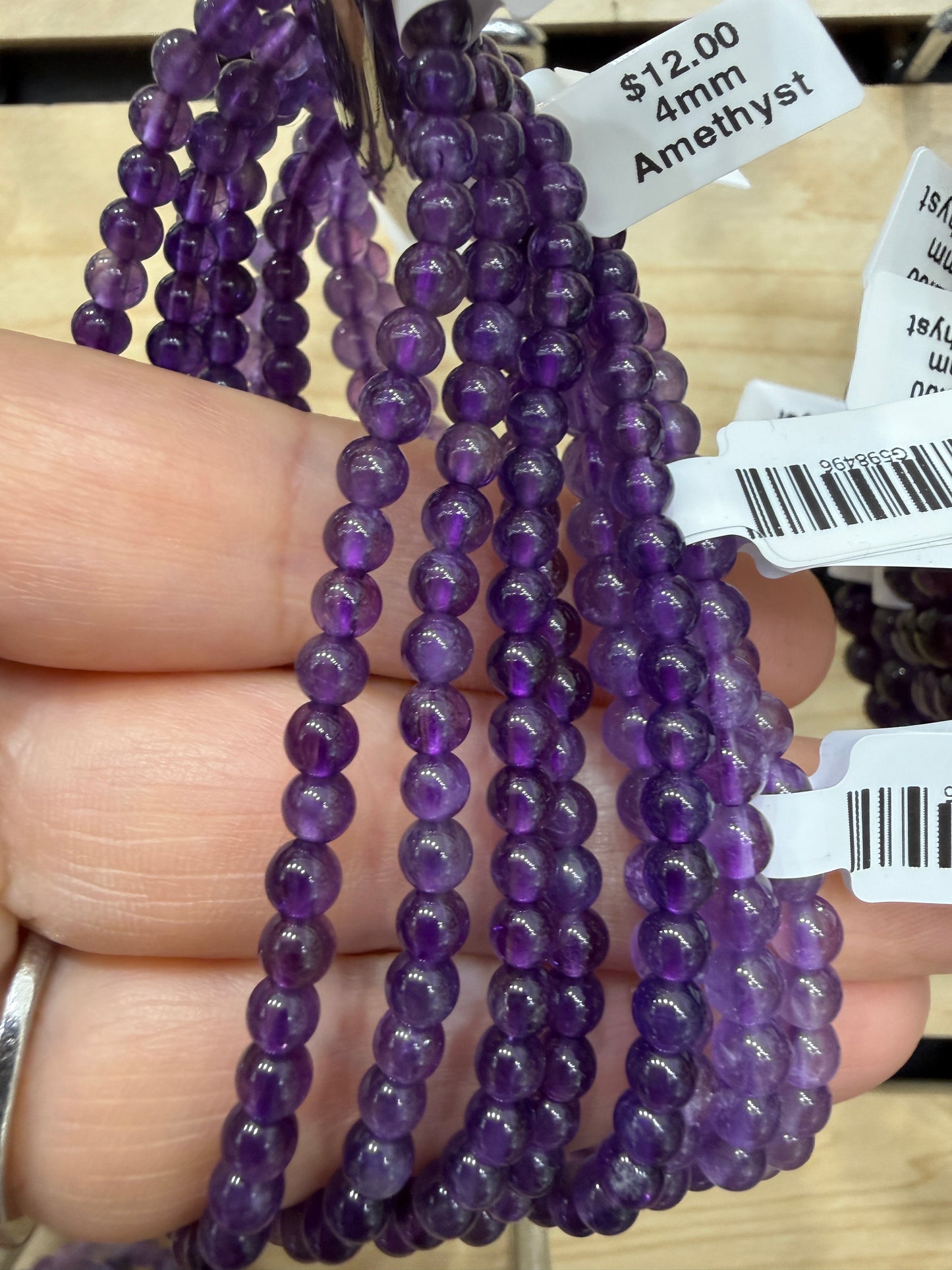 Amethyst Stretch Bracelet- Round Smooth 7.5 inches