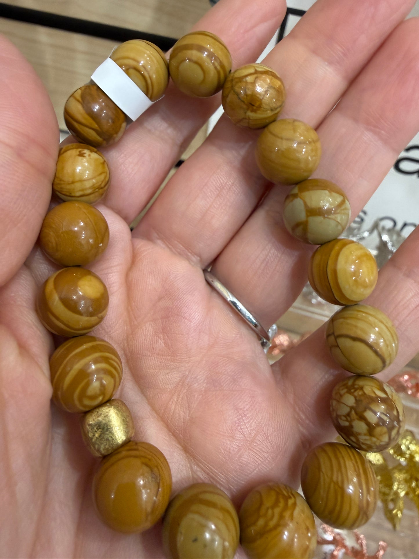 Yellow Jasper Stretch Bracelet- Round Smooth