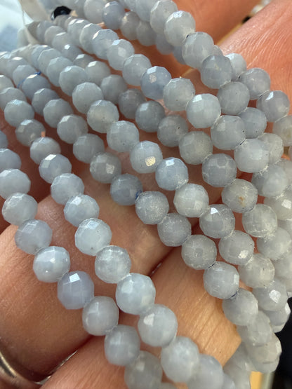 Angelite Bracelet Stretch Bracelet- Round Smooth or Faceted 7.5 inches