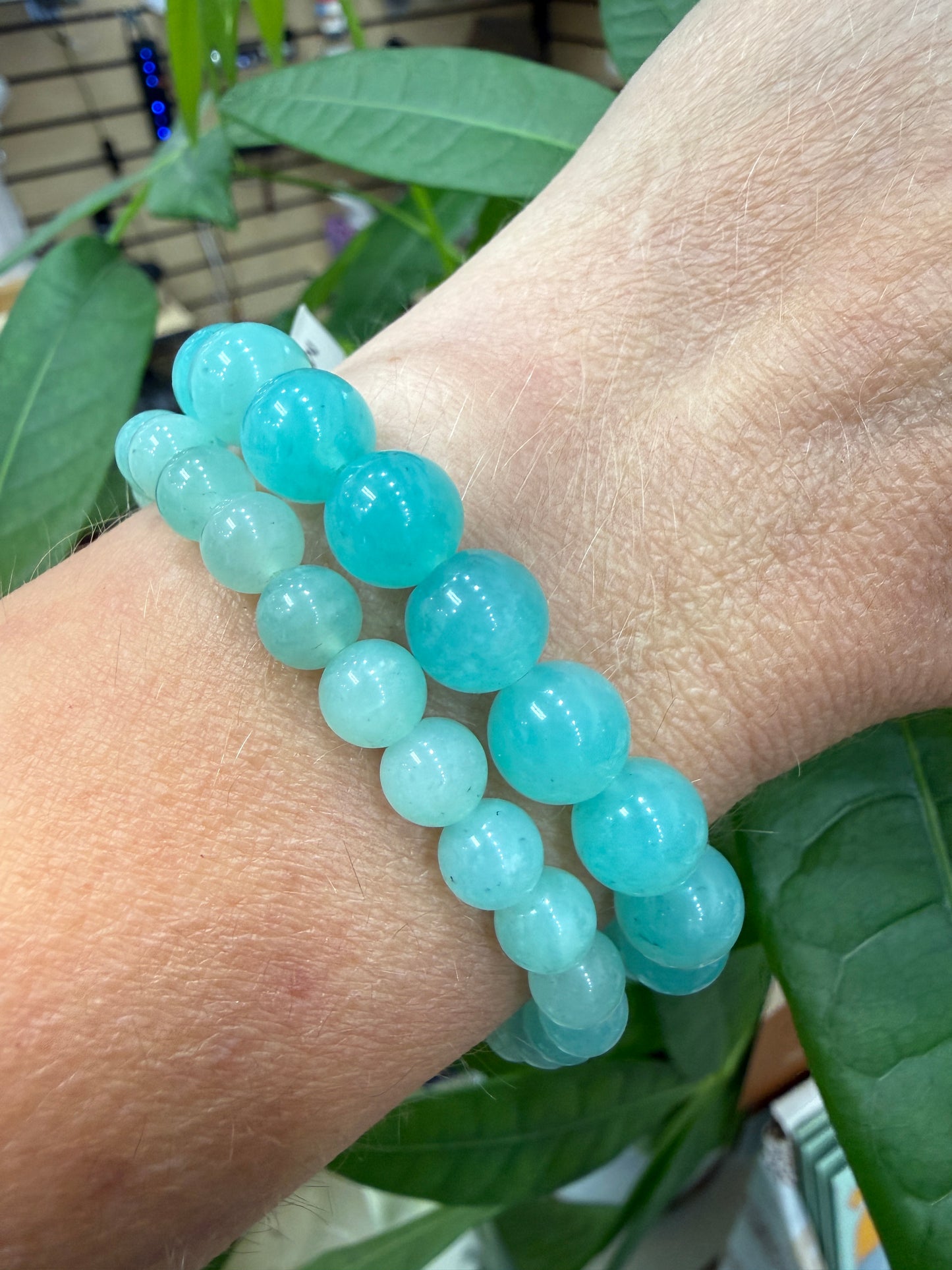 Amazonite Stretch Bracelet- Round Smooth 7.5 inches