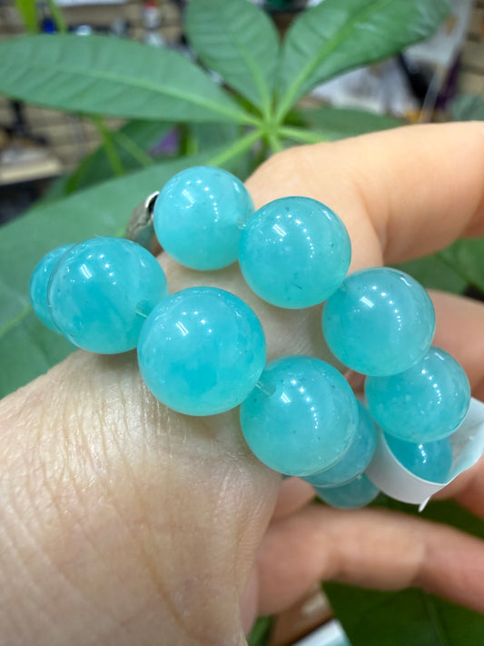 Amazonite Stretch Bracelet- Round Smooth 7.5 inches