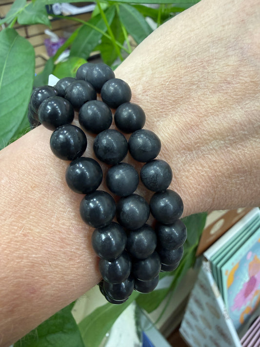 Shungite Stretch Bracelet- Round Smooth 7.5 inches