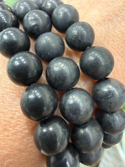 Shungite Stretch Bracelet- Round Smooth 7.5 inches