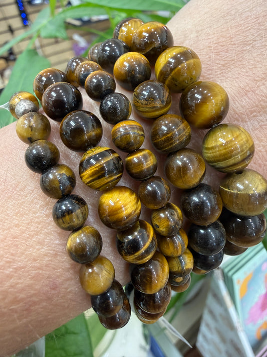 Tiger Eye Stretch Bracelet- Round Smooth 7.5 inches