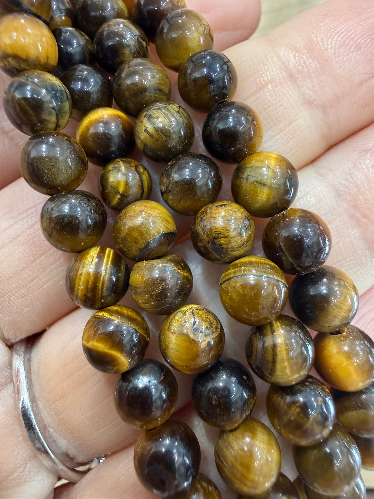 Tiger Eye Stretch Bracelet- Round Smooth 7.5 inches