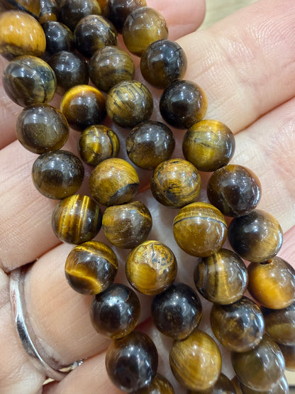 Tiger Eye Stretch Bracelet- Round Smooth 7.5 inches