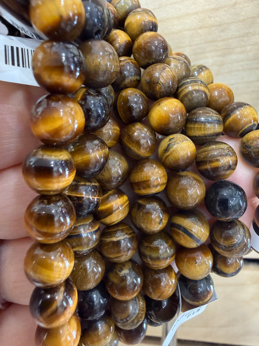 Tiger Eye Stretch Bracelet- Round Smooth 7.5 inches
