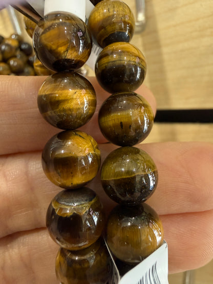 Tiger Eye Stretch Bracelet- Round Smooth 7.5 inches
