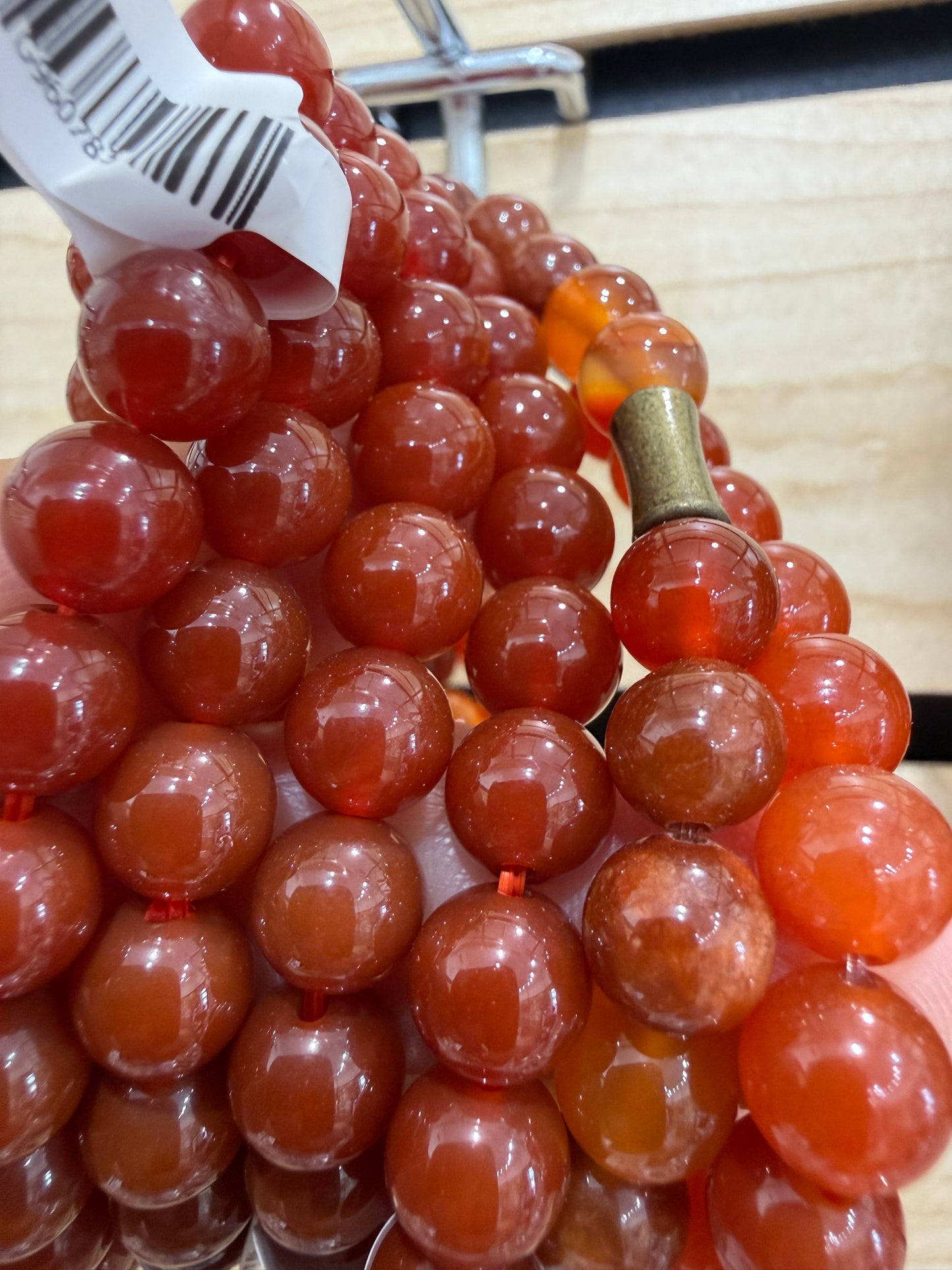 Carnelian Stretch Bracelet- Round Smooth 7.5 inches