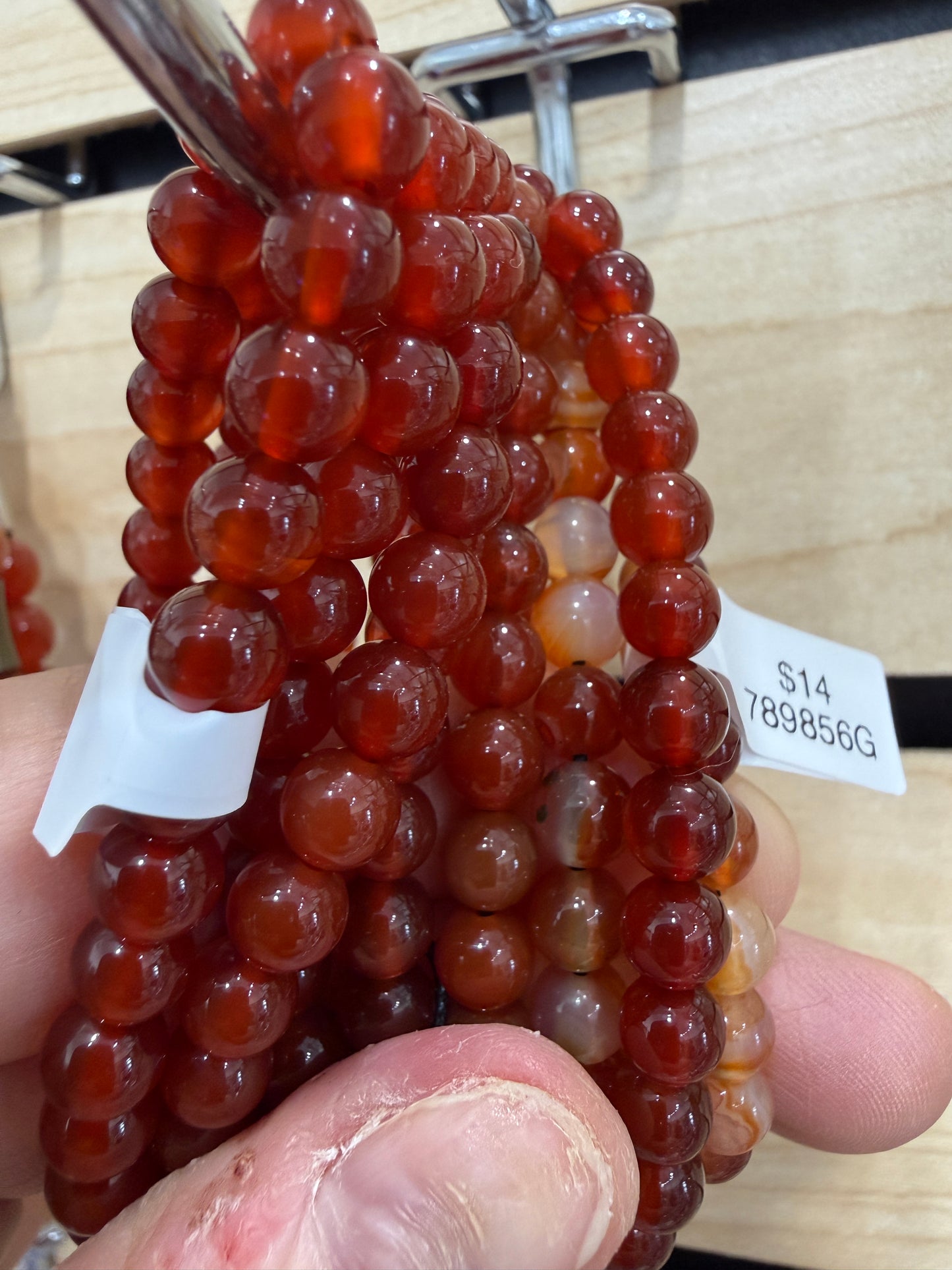 Carnelian Stretch Bracelet- Round Smooth 7.5 inches